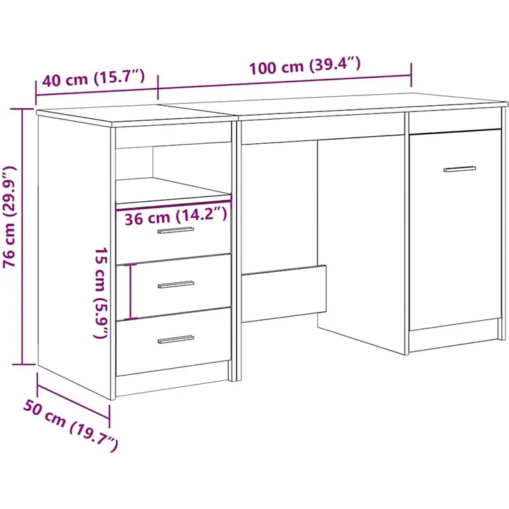 vidaXL Schreibtisch mit Schrank Artisan Oak Engineered Wood 3328552 – Bild 8