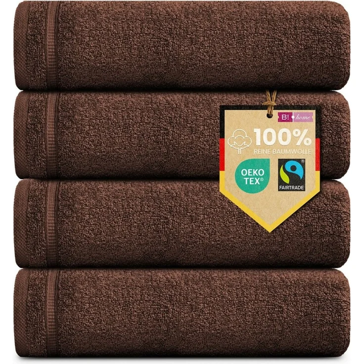 4er Set Gästehandtücher Plain braun 30x50 - Farbe: Braun, Größe: 30x50