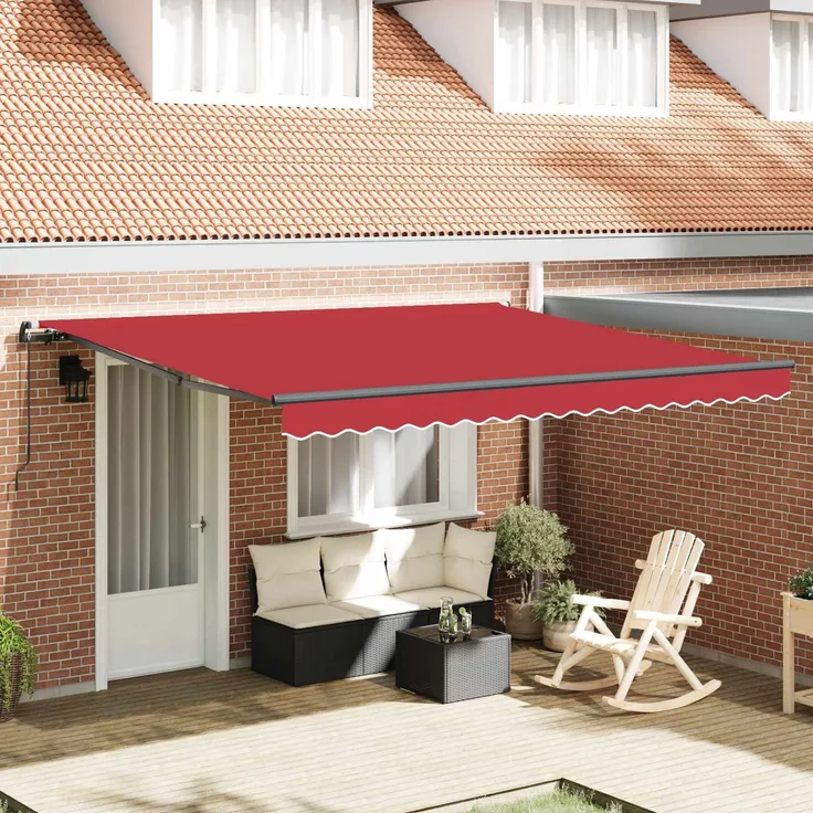 Einziehbare Markise, Sonnenmarkise Rot 400x300 cm Polyester und Stahl
