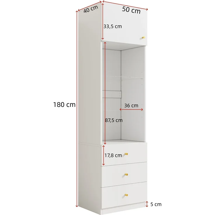 Kleiderschrank-Set, 2-türiger Kleiderschrank + Vitrine, Schlafzimmermöbel-Set, Schlafzimmer-Aufbewahrungsmöbel, Lack-Kleiderschrank + Aufbewahrungsschrank, Weißes Möbel-Set,80×50×200 cm,50×40×180 cm--Weiß--62.51x54x17.3cm--YOUDENOVA – Bild 6