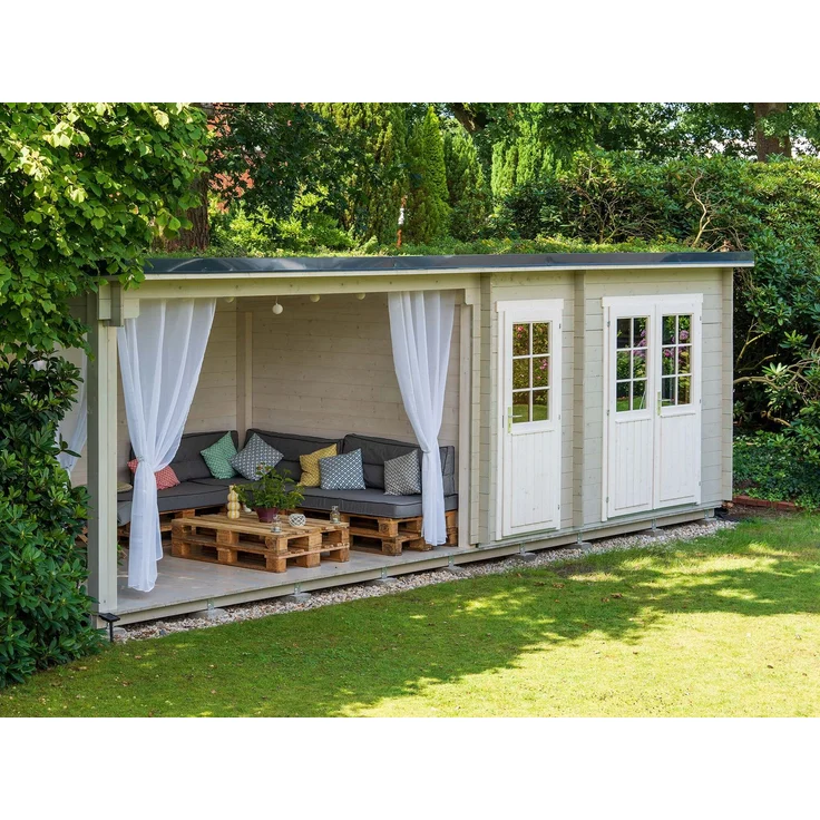Fjordholz Gartenhaus Modell Gent 28 D Lichtgrau – Bild 5
