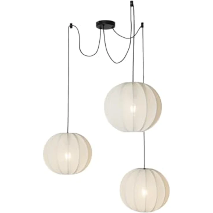 QAZQA Design Pendelleuchte, 3-flammig in weißer Seide, dimmbar, E27 Fassung, für Wohnzimmer und Schlafzimmer – Bild 5
