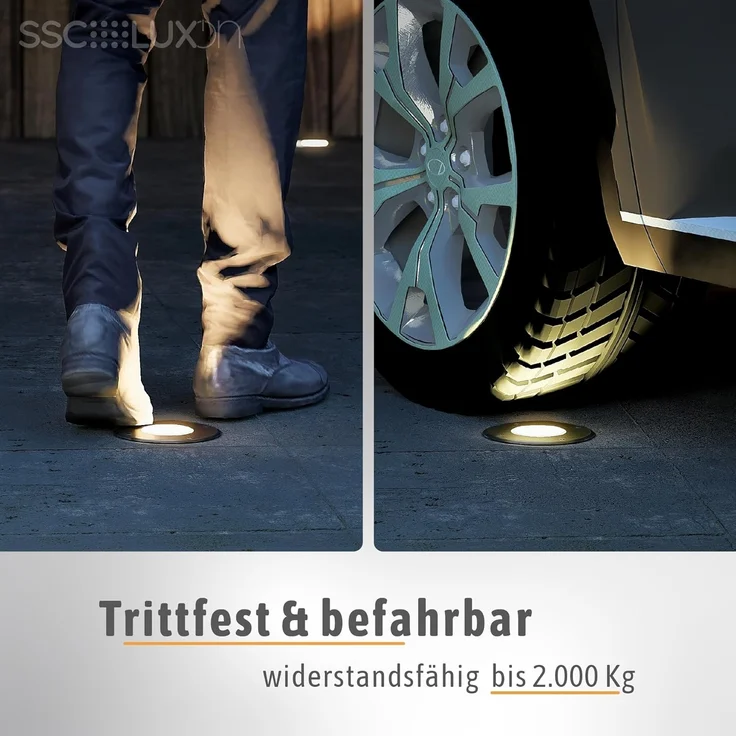 SSC-LUXon LED Gartenstrahler JUAVI LED Bodeneinbaustrahler schwarz mit GU10 6W warmweiß, Warmweiß – Bild 4