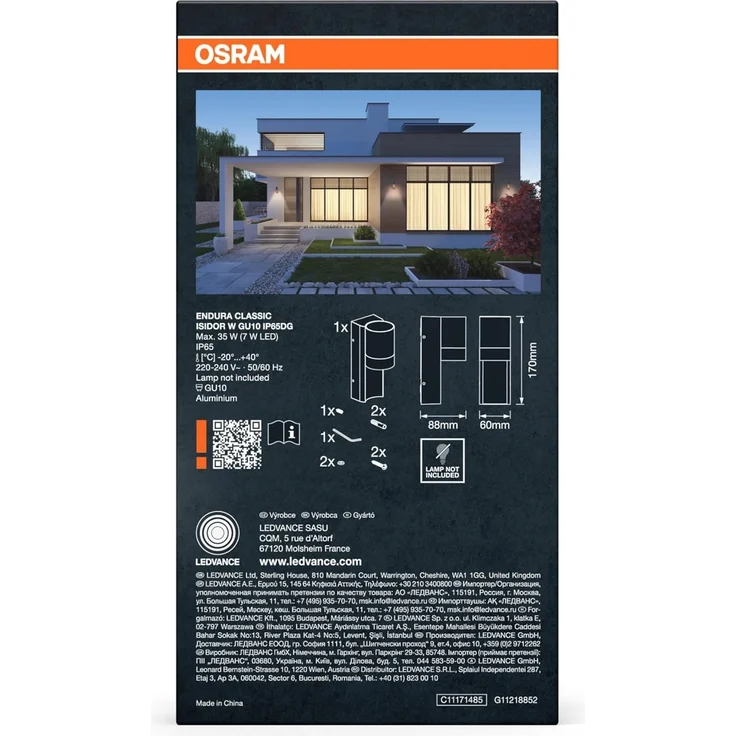 Osram ENDURA CLASSIC ISIDOR W Außenleuchte, Wandleuchte, GU10-Fassung, dunkelgrau, Aluminium, schnelle & einfache Installation, mattierter Diffusor, IP65 Schutzklasse, Anwendung im Außenbereich – Bild 4