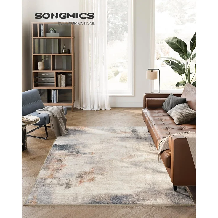 Songmics HOME Teppich, rutschfest, moderner abstrakter Stil, maschinenwaschbar, kamelbraun, 160x230 cm – Bild 2