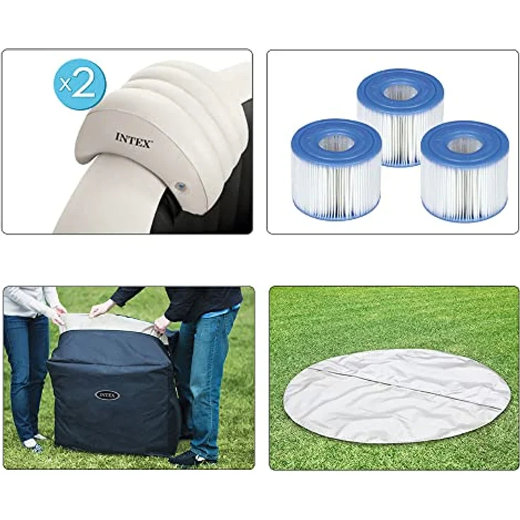 Intex Purespa Deluxe, Whirlpool mit 120 Luftblasendüsen, 795L Kapazität, octagonal, schwarz – Bild 8