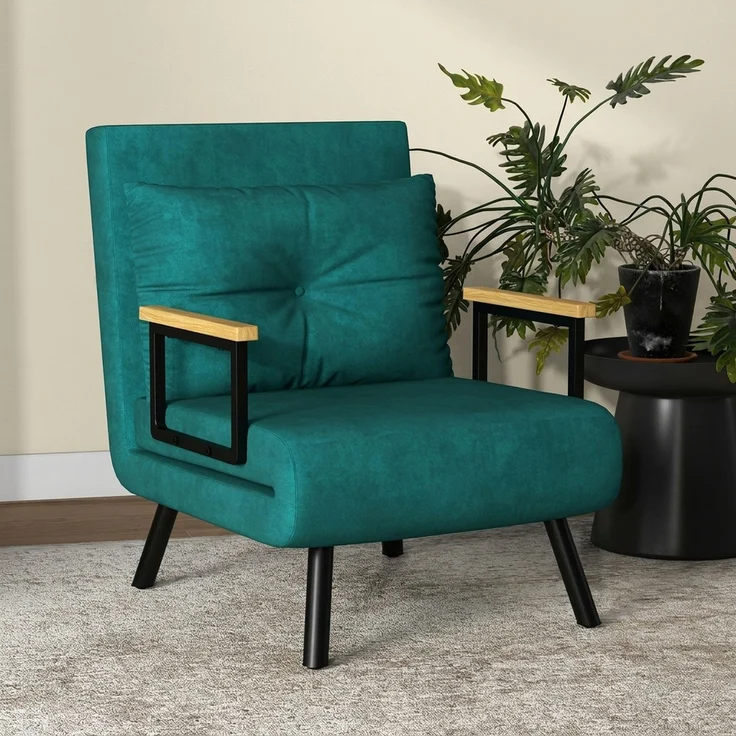 HOMCOM Schlafsofa, Stahl, Polyester, Grün, 63 x 73 x 81 cm – Bild 7