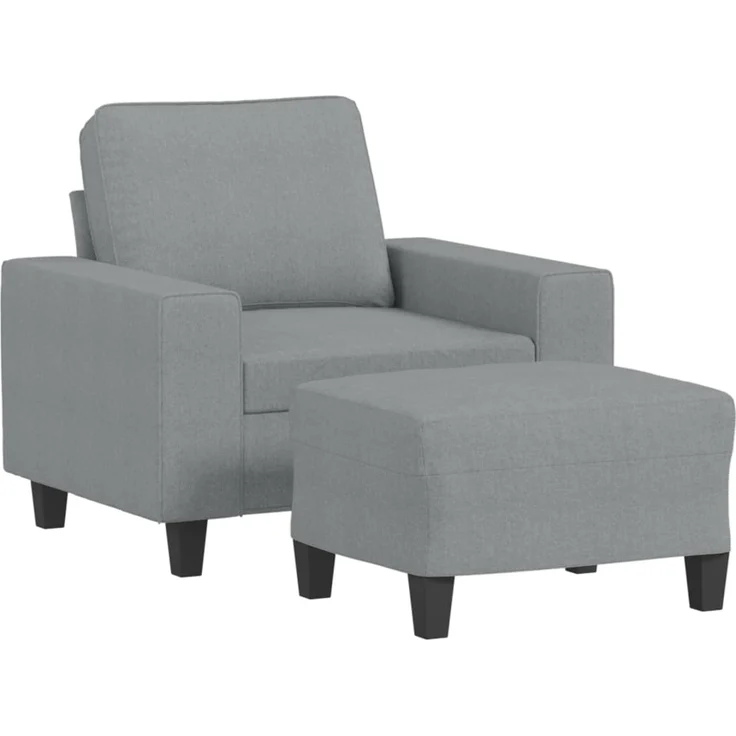 vidaXL Sessel mit Hocker Hellgrau 60 cm Stoff 3201143 – Bild 1