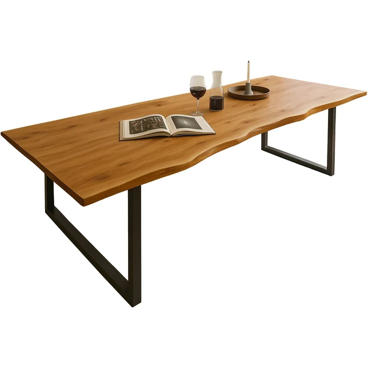 Esstisch Baumkante massiv Akazie natur 240 x 100 schwarz QUINN 69052230 – Bild 2