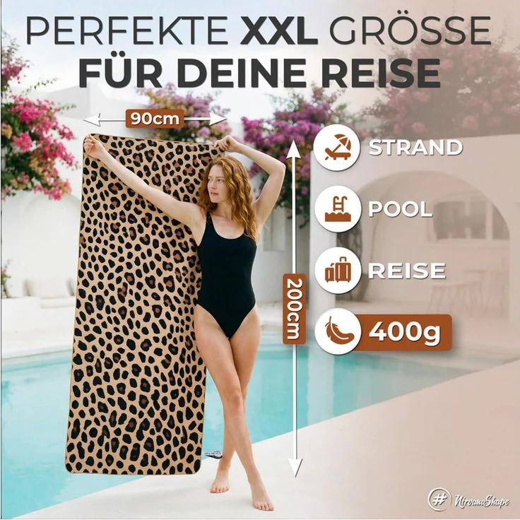 NirvanaShape Strandtuch Reise Handtuch Strandtuch XXL - Strandhandtuch, Mikrofaser Badetuch – Bild 2