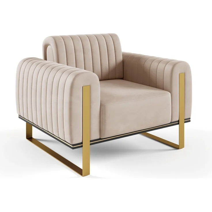 Sessel Designersessel VALERIE in Stoff Elisa Velvet Beige – Bild 1