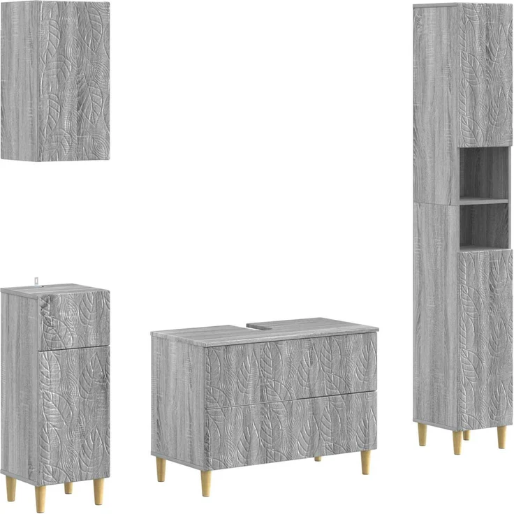 vidaXL 4-teiliges Badezimmer-Schrank-Set DELFT Sonoma-Grau 3417951 – Bild 1