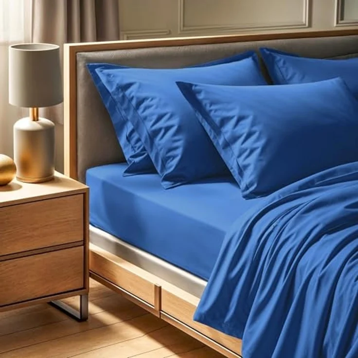 L'essentiel Maison 'Tonne Bleue - 74' Ranforce Super King Spannbettlaken (FR) (IT) (ES) (DE), Blau, 200+30 x 180 cm – Bild 1
