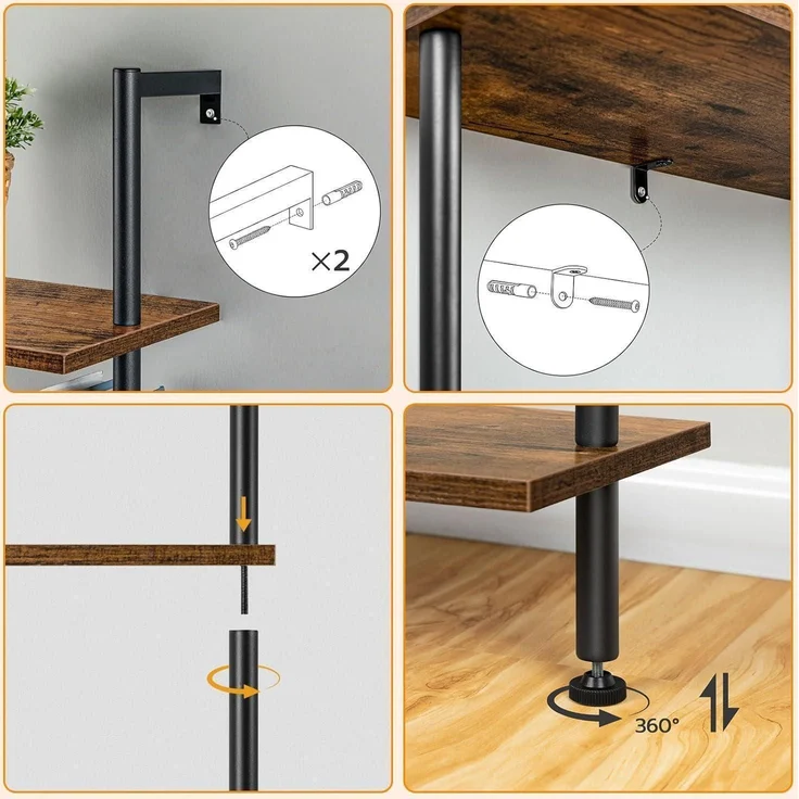 Leiterregal 6stöckig 39 x 24 x 200,5 cm Dunkelbraun Schwarz – Bild 9