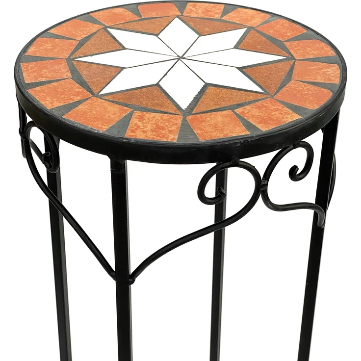 Blumenhocker Merano Mosaik 2er Set 12011 Blumenständer 46 und 54cm Hocker Rund – Bild 3