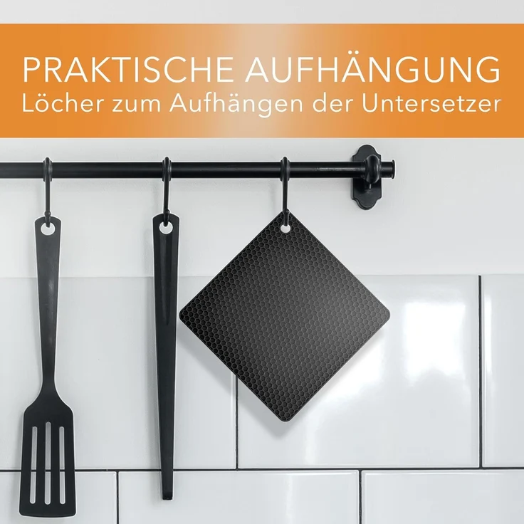 AVANA Topfuntersetzer Silikon Untersetzer Multifunktional Pfannenuntersetzer Topflappen, Zubehör für Töpfe, Pfannen, Auflaufformen, 4er Set, Hitzebeständig, Wabenmuster, Schwarz – Bild 5