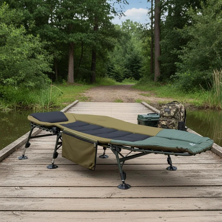 CampFeuer Angelliege Karpfenliege XXL, 200 x 81 x 41-98 cm, Campingliege, faltbar Einfach auf- und abzubauen – Bild 2