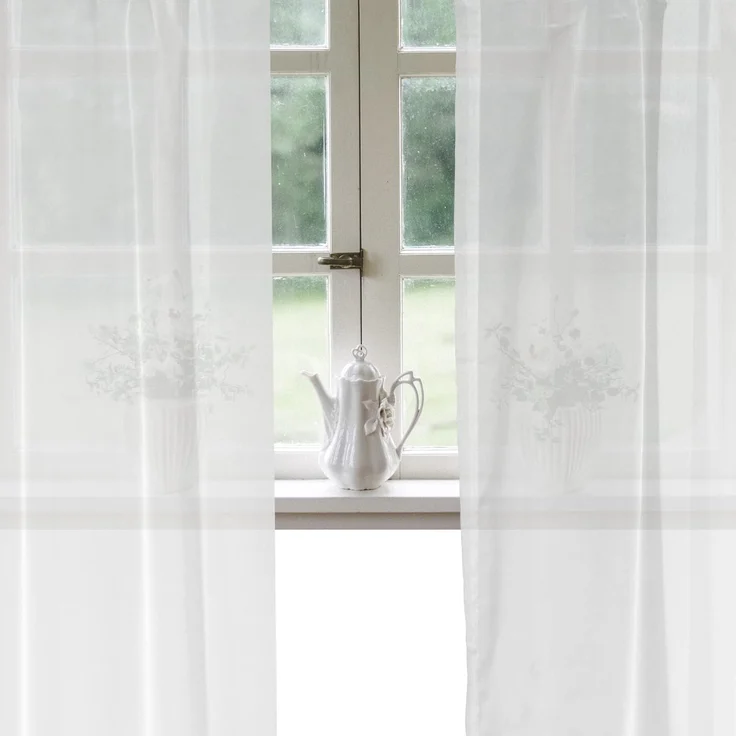 Haus und Deko Gardine Voile Dekoschal Gardine Emotion weiß Organza Vorhang Kräuselband weiß (1 St), Kräuselband, transparent, Polyester – Bild 2
