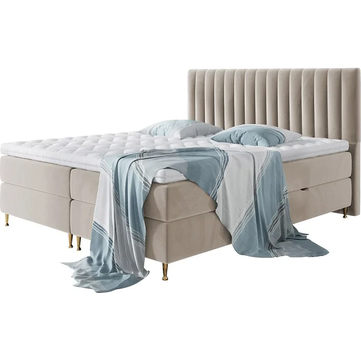 Mirjan24 'Nerpa' Boxspringbett, mit Matratze & Topper, H3, Beige, 160x200 cm