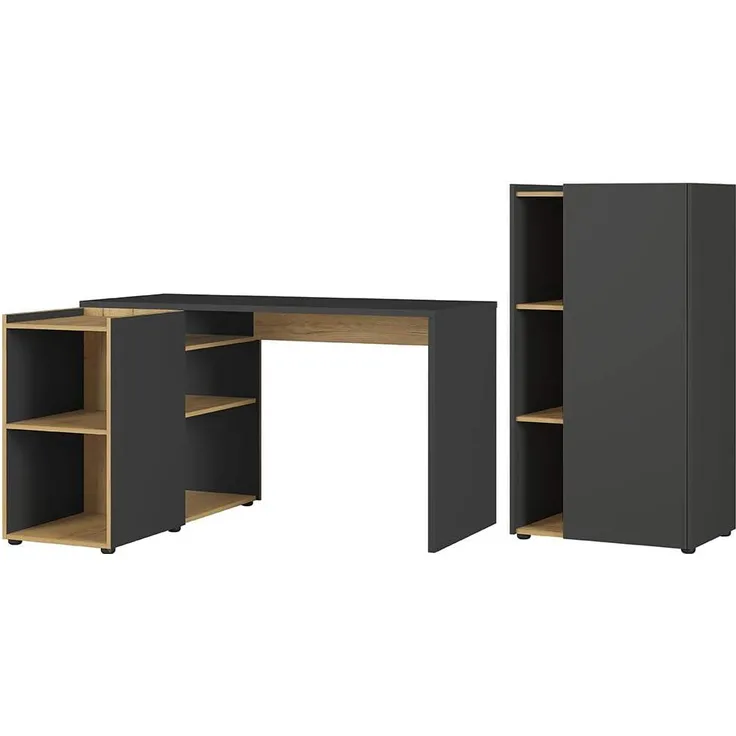 Germania 2-tlg. Büro-Set 8598-549 GW-Austin, bestehend aus Schreibtisch und Aktenschrank, im Dekor Graphit/Navarra-Eiche-Nb, 206 x 115 x 107 cm