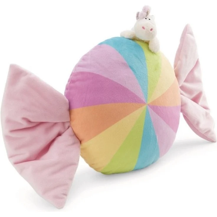 Nici Dekokissen Nici Bonbonförmiges Kissen mit Kuscheltier Einhorn, Nici süßes Dekokissen – Bild 2