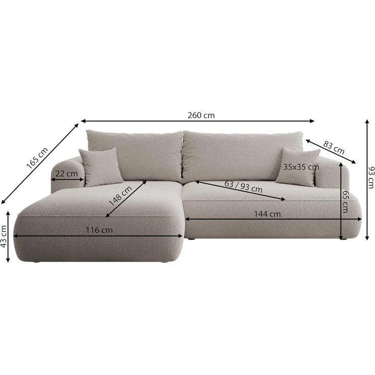 Selsey Corner, Dark beige, 260 cm – Bild 3