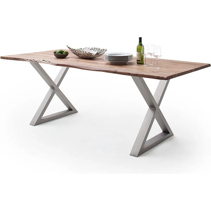 Baumkantentisch >Calabria< in Akazie natur lackiert - 180x76,5x90 (BxHxT)
