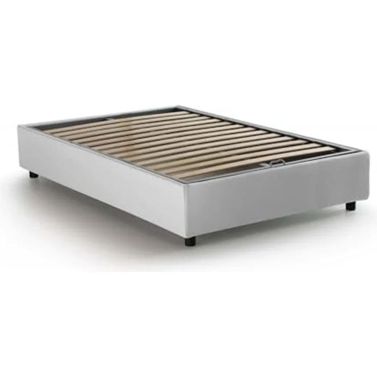 Talamo Italia - Gaia Doppelbett, Bettkasten mit Stoffbezug, 100 % Made in Italy, seitliche Öffnung, inklusive Matratze 120 x 190 cm, Weiß – Bild 5