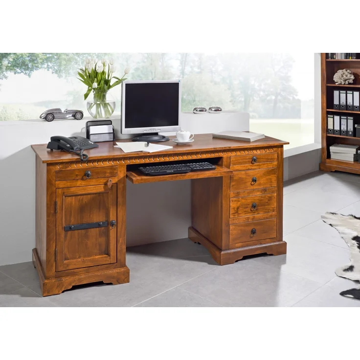 Schreibtisch Akazie 158x54x76 honig lackiert OXFORD #0522 – Bild 6