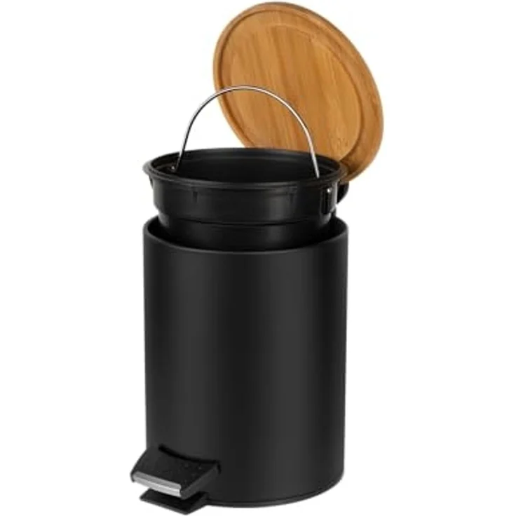 Teesa Mülleimer mit Pedal schwarz (TSA0402) – Bild 2