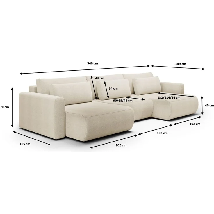 Wohnlandschaft Sofa mit Schlaffunktion CHAIRA Stoff Curio Ziegelrot – Bild 4