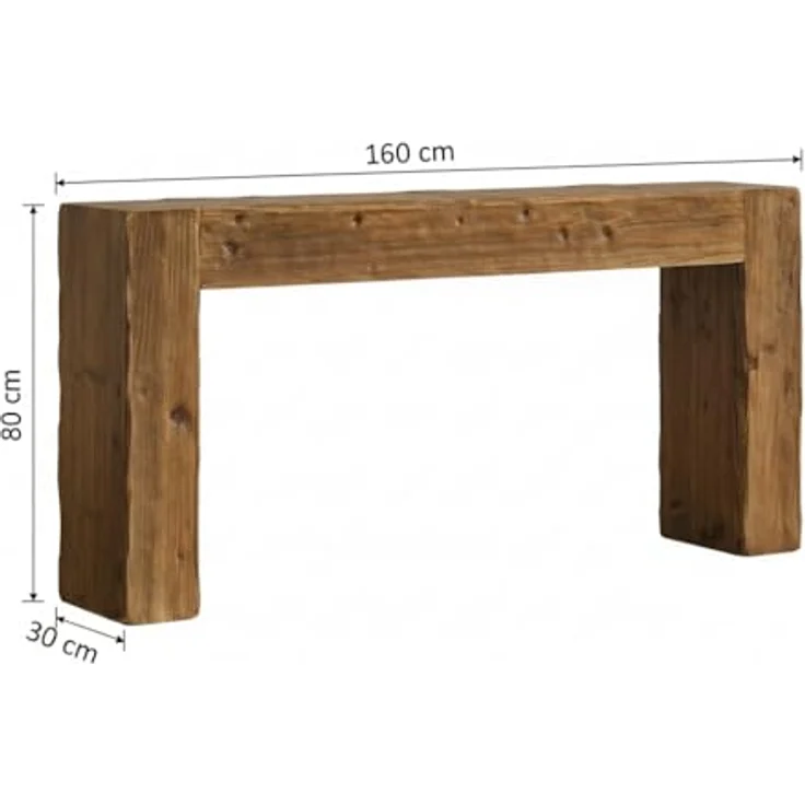 LITTLE TREE Massivholz-Konsolentisch, 160 cm Tisch im Landhausstil hinter dem Sofa für den Eingangsbereich, Sofatische für das Wohnzimmer, Langer Flurtisch, einfache Montage, rustikales Braun – Bild 2