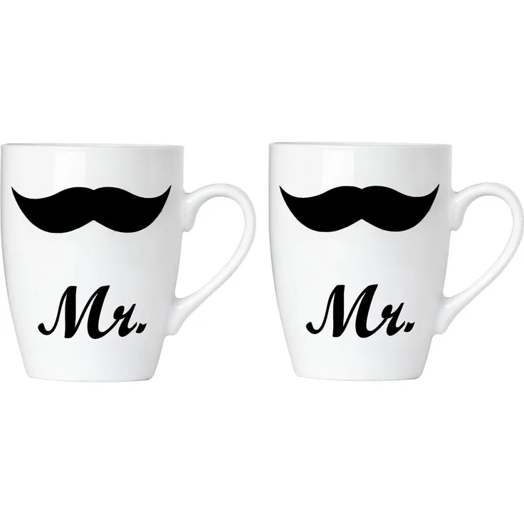 Kaffee Becher Mr & Mr aus Porzellan in Geschenkpackung