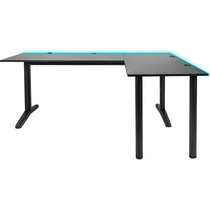 SyberDesk Gaming Eckschreibtisch V2 LED, 197 x 132 cm, RGB Gaming Tisch L-Form, USB-HUB, Kabelmanagement, L-förmiger Computertisch, (rechts, schwarz) – Bild 8