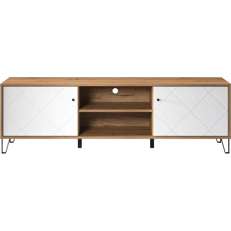 TV-Lowboard Touch in weiß matt und Eiche Artisan 183 cm