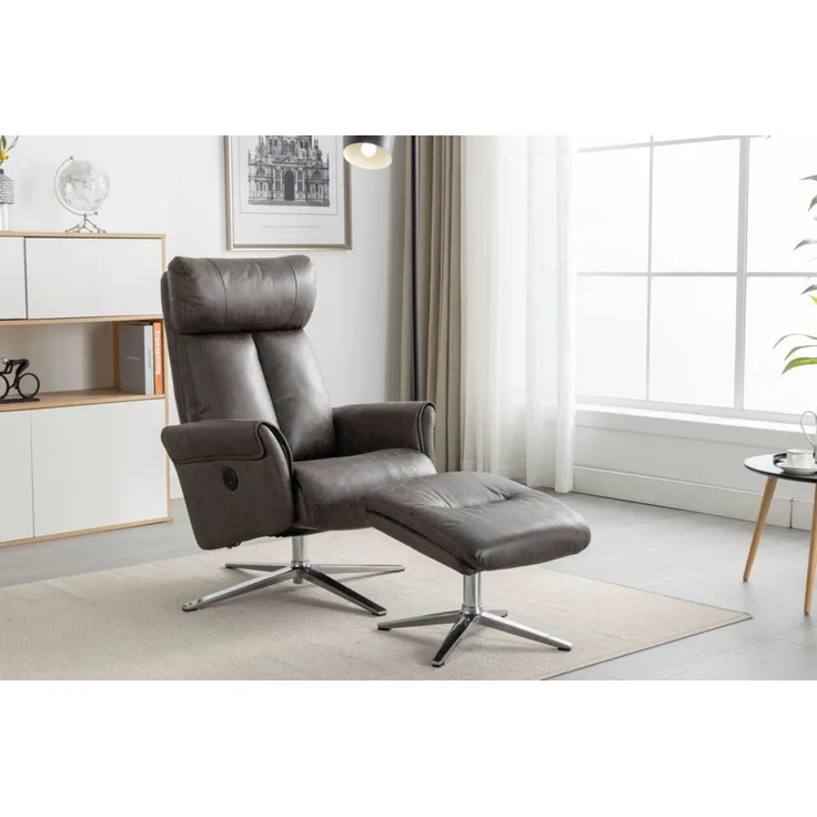 Elektrisch verstellbarer Relaxsessel mit Hocker, ca. 106,5 x 71,5 x 88 cm - Grau