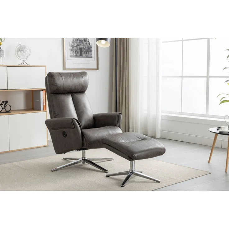 Elektrisch verstellbarer Relaxsessel mit Hocker, ca. 106,5 x 71,5 x 88 cm - Grau – Bild 1