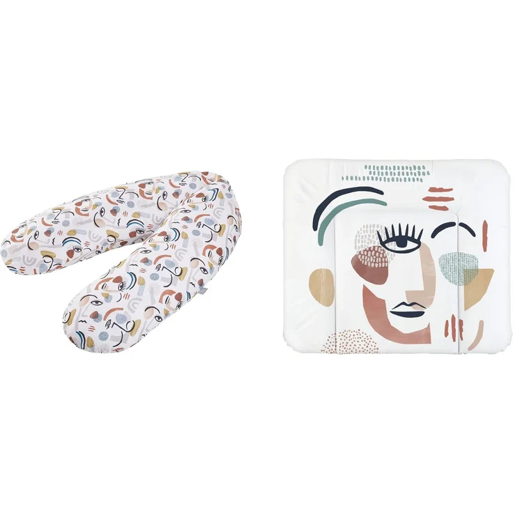 Rotho Babydesign Stillkissen Set Multi + Breit Modern Art, Mehrfarbig