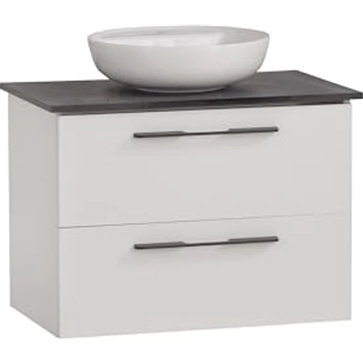 Schildmeyer Waschtisch Maxim 701862, rundes Aufsatzbecken, weiß matt/Marmor Optik – Bild 2