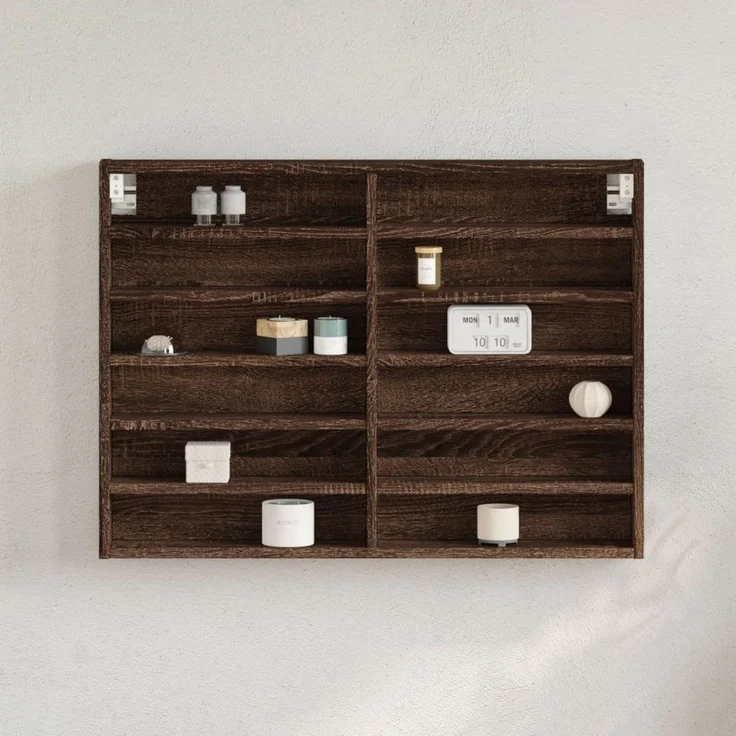 vidaXL Vitrinenschrank Braun Eichen-Optik 80x8,5x58 cm Holzwerkstoff 847960 – Bild 1