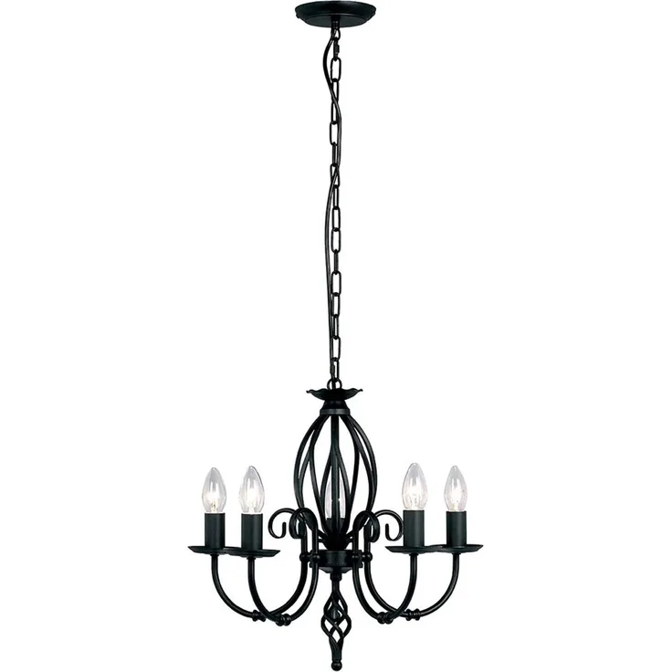Kronleuchter, Hängelampe, Stahl, Schwarz, D 47 cm