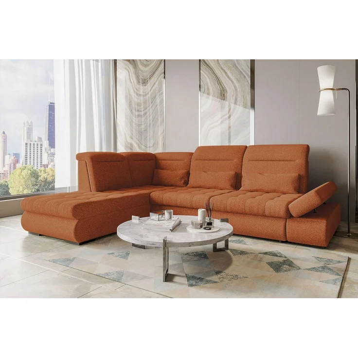 99rooms Ecksofa Toscana, Sofa L-Form, Eckcouch, Bettfunktion, Rundumbezug aus gepolstertem Strukturstoff NEVE – Bild 5