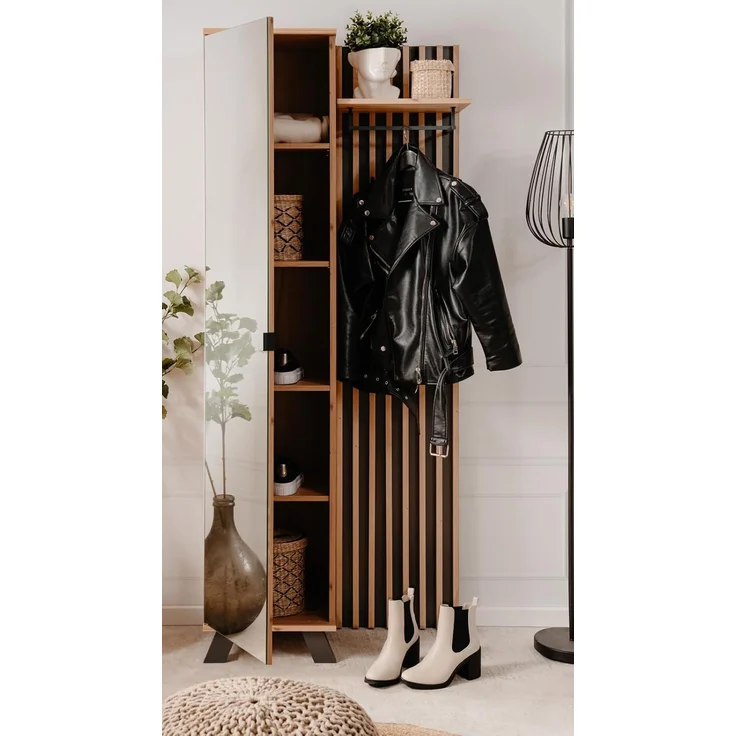 Kompaktgarderobe Madem in Artisan Eiche und Anthrazit 80 x 190 cm – Bild 8