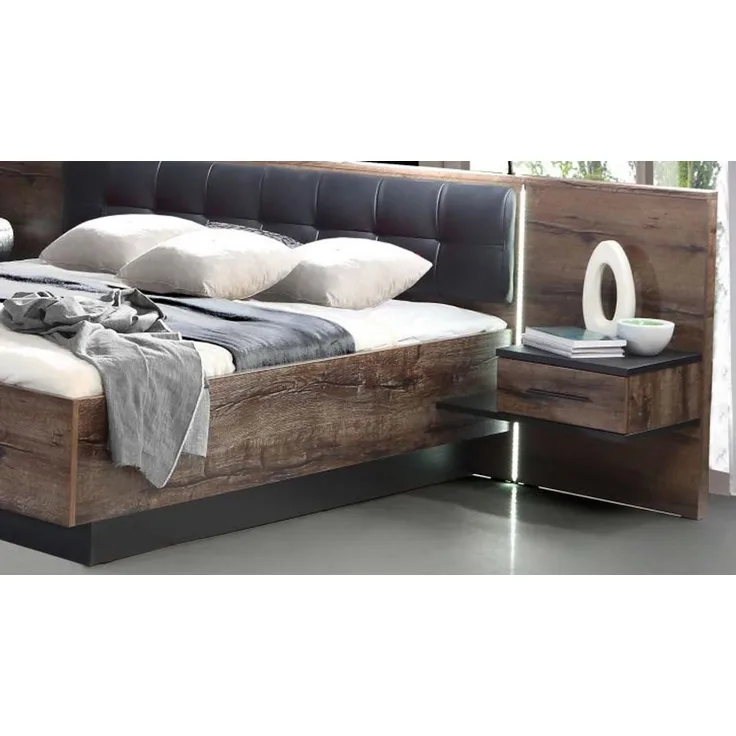 FORTE Schlafzimmer-Set Schlafzimmerset Bellevue 3 Schwarzeiche und Schlammeiche