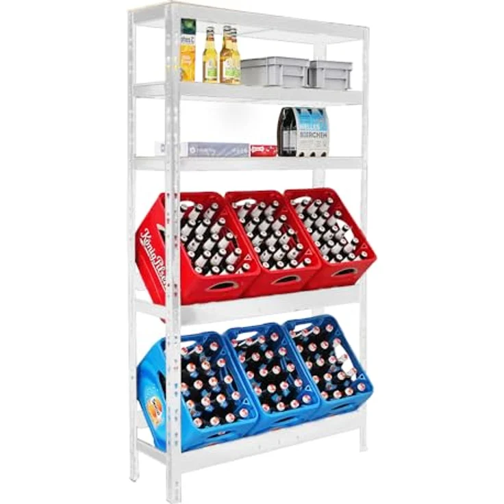 PROREGAL® Flaschenregal Getränkekistenregal BODENSEE für 6 Kästen + 3 Ablagen Kastenregal, HxBxT 180x100x30cm Extrem stabil Made in EU erhältlich in zwei Farben – Bild 2