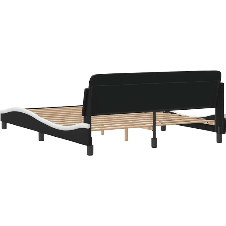 vidaXL Bettgestell "Dover" Schwarz und Weiß 152x203 cm Kunstleder 373296 – Bild 6