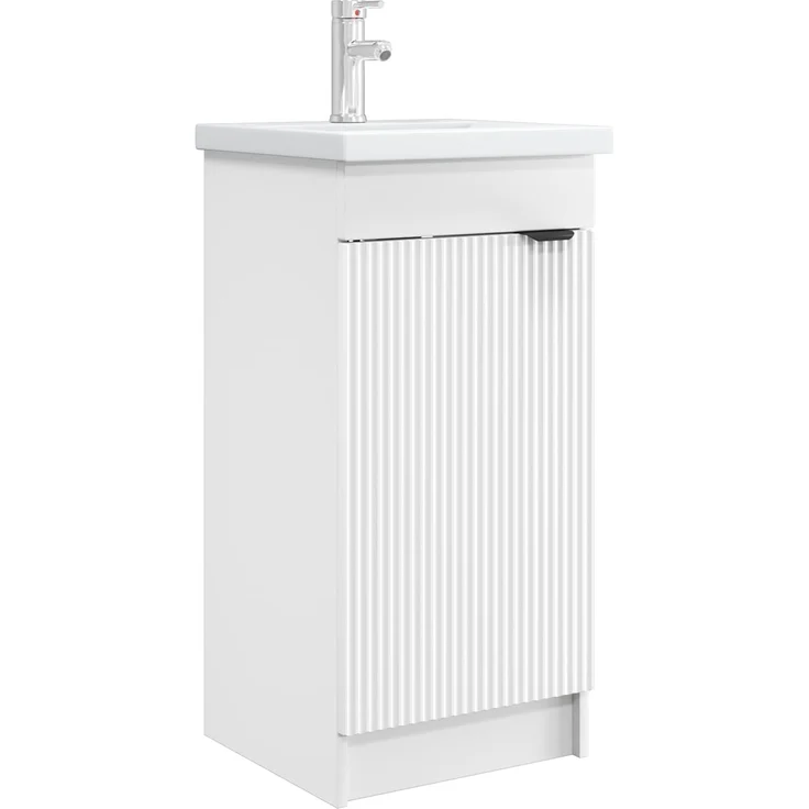 vidaXL Badezimmerschrank mit Waschbecken Weiß 42 x 40 x 84,5 cm 890084 – Bild 2