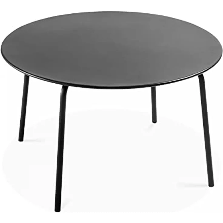 Oviala Palavas Gartentisch, runder Metalltisch, grau, 120 cm Durchmesser, witterungsbeständig, für 4-6 Personen – Bild 1