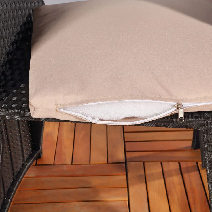 3tlg. Polyrattan Lounge Gartenset Sitzgruppe in Schwarz Tisch mit 2 Stühlen – Bild 4