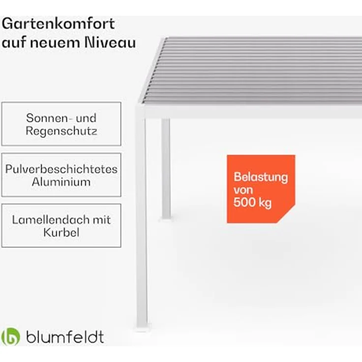 blumfeldt Pavillon LuminaHaven, Pergola 3x3m mit pulverbeschichtetem Aluminiumrahmen, wetterfest und UV-Schutz 50+ – Bild 2